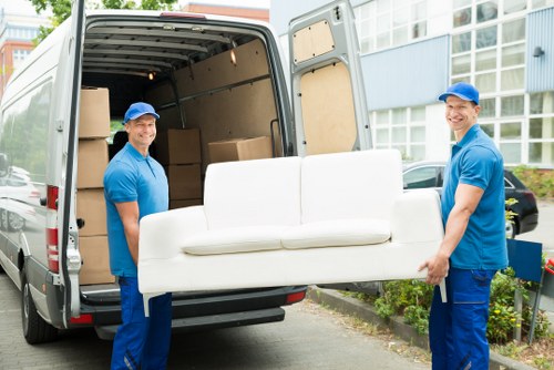 Removal van and packed boxes ready for a Brentford home move
