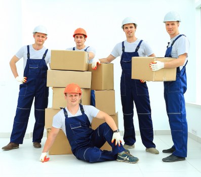 Packed household items prepared for removals in Brentford