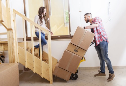 Professional movers handling boxes in Brentford